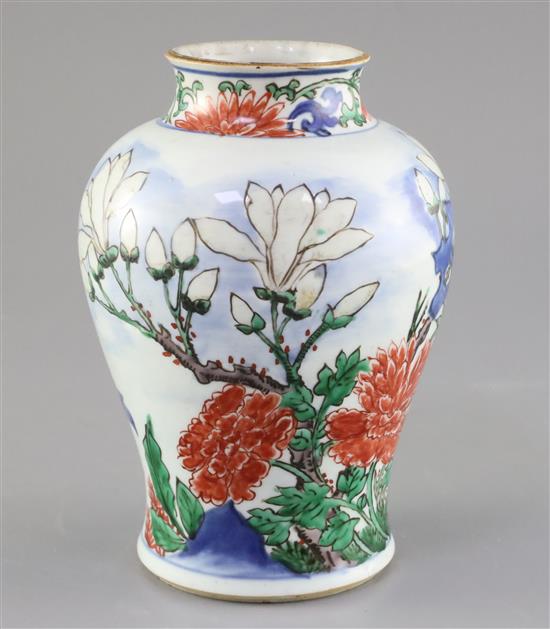 A Chinese wucai vase baluster jar, 17th century, H. 20.5cm